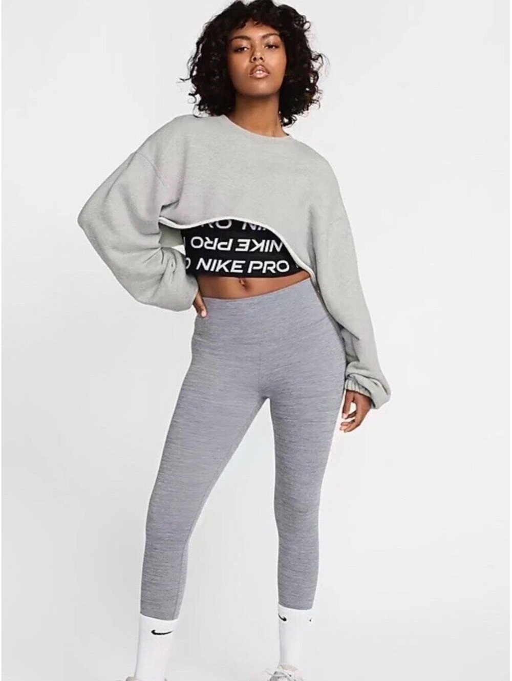 NWT Nike One Women Sz M High Waisted Crop Legging Smoke Grey/Heather FN3236-084